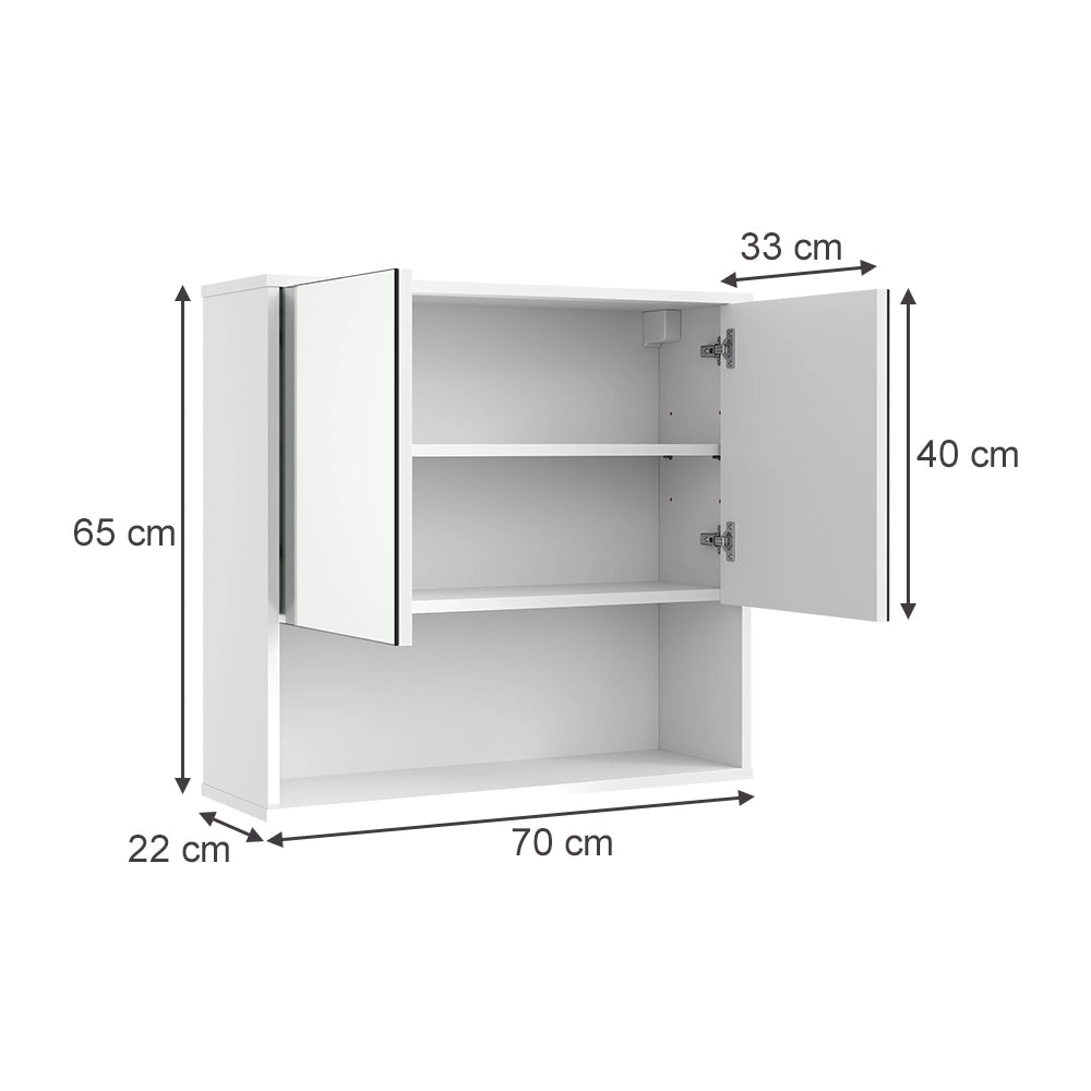 Vicco Specchio contenitore bagno Ondulazione bianca 70 x 65 cm