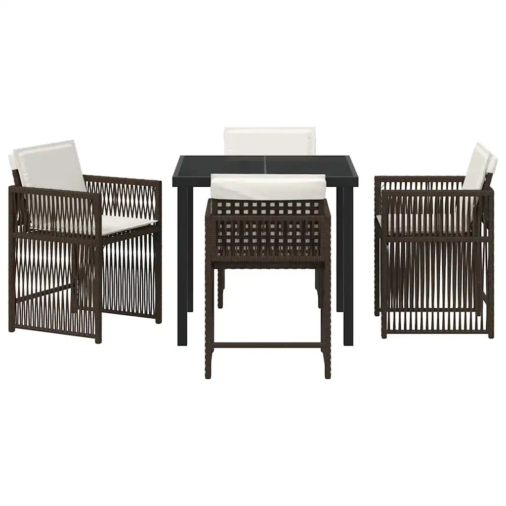 Set da Pranzo per Giardino 5 pcs Marrone polyrattan 3380781