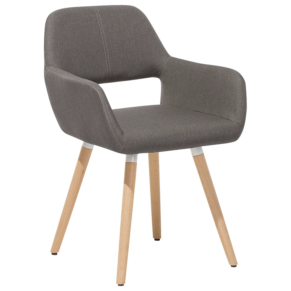 Set di 2 Sedie da Pranzo Rivestimenti in Tessuto Taupe Gambe in Legno Chiaro Stile Moderno Eclettico