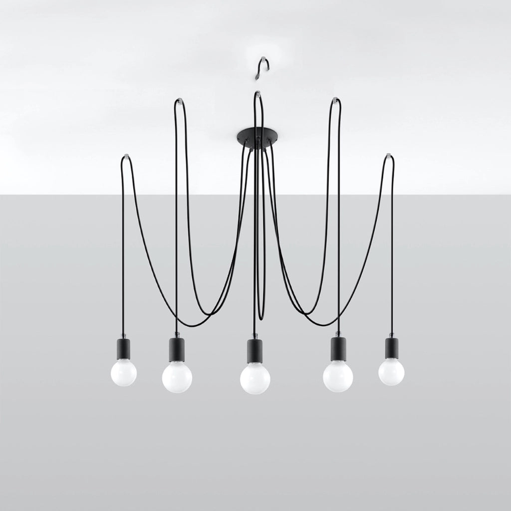 Lampadario Nikolo 5 luci nero in metallo Pure Lume E27