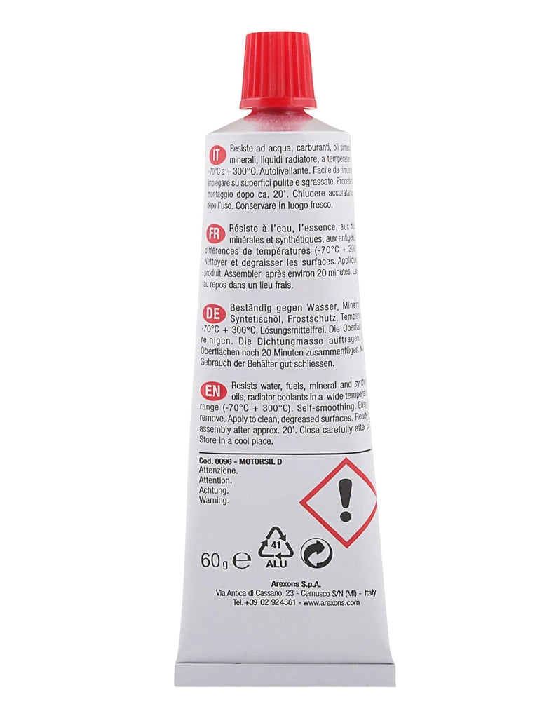 GUARNIZIONE SILICONICA 'MOTORSIL D' 60 gr - colore rosso - AREXONS