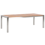 Lampada da tavolo da pranzo da giardino con piano in legno di eucalipto 220 x 100 cm con struttura in acciaio a 8 posti