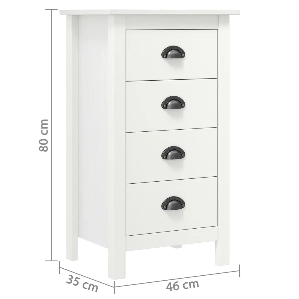 Credenza Hill Bianca 46x35x80 cm in Legno Massello di Pino 288912