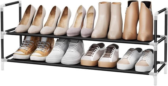 Scaffale a doppia lastra per scarpe per vano scala sottile e spazievend con struttura metallica non tessutile pannelli in tessuto non tessuto nero LSH052B01