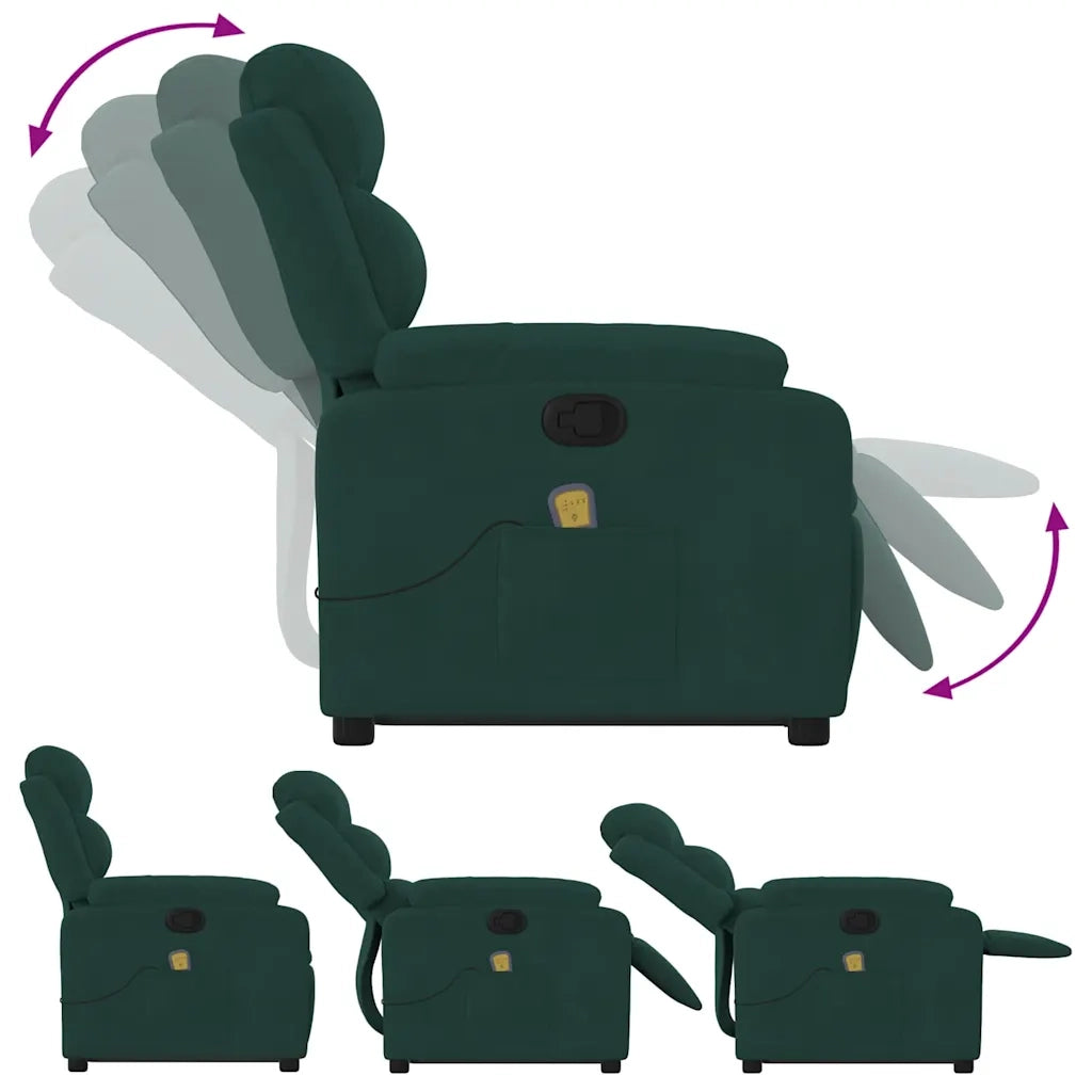 Poltrona Alzapersona Reclinabile Verde Scuro in Velluto 3205105
