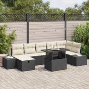 Set Divano da Giardino 8 pcs Nero polyrattan