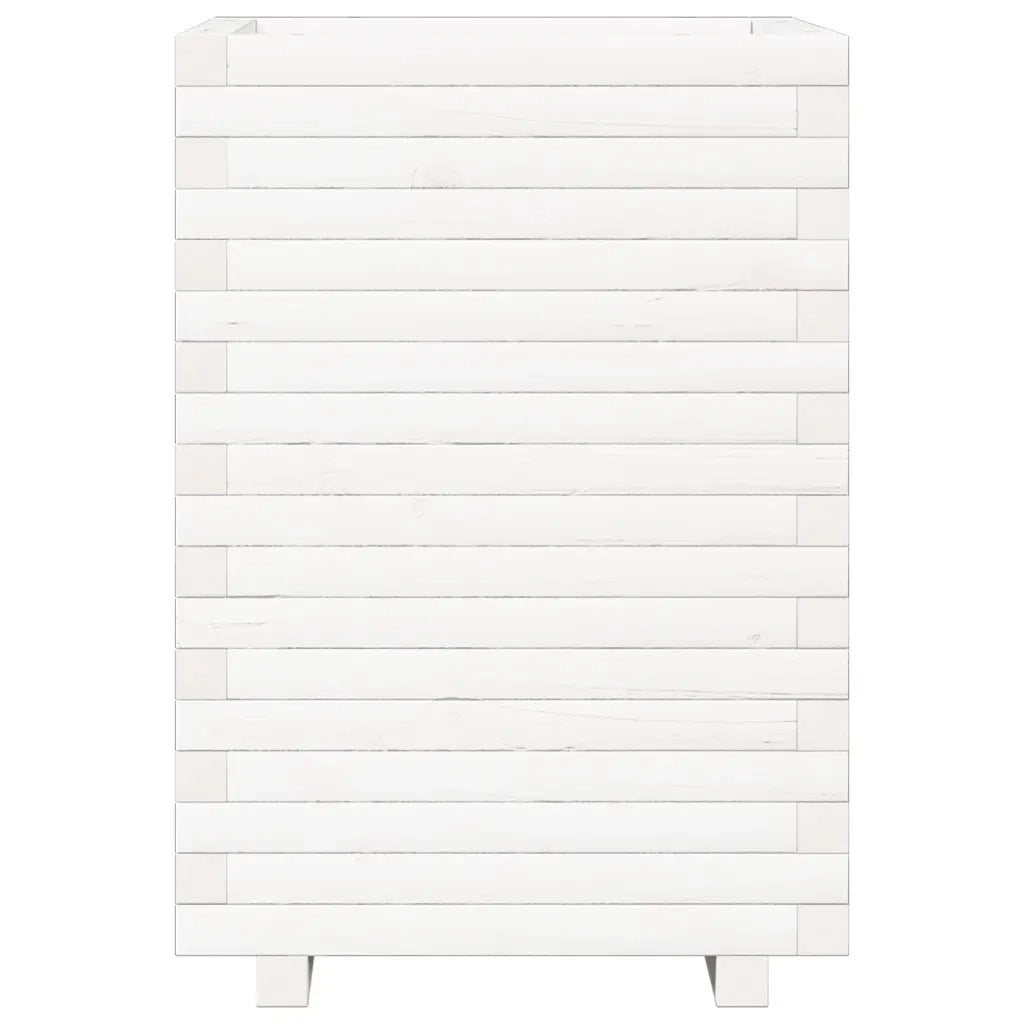 Fioriera | Cassetta per fiori | Vaso da Giardino Bianca 50x50x72 cm Legno Massello di Pino