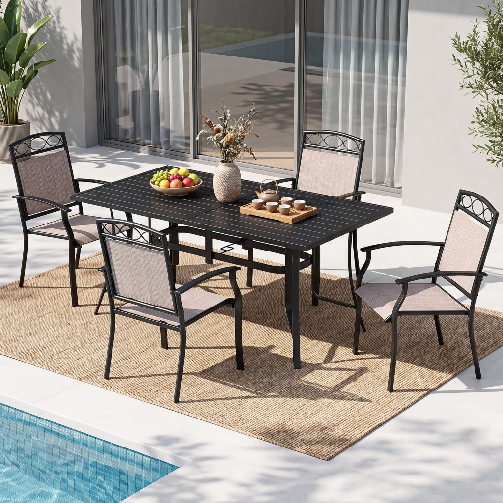 Set da 2 sedie da giardino con schienale e braccioli poltrone ergonomiche, Sedie da terrazza in tessuto con ampia seduta