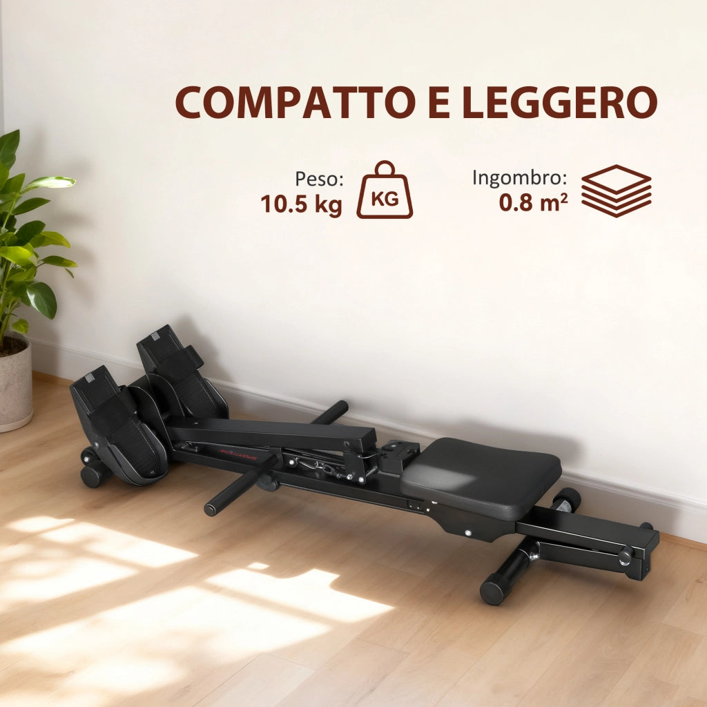 Vogatore Pieghevole con Monitor LCD e Sedile Imbottito. Resistenza a Elastico. Capacit¨¤ 150 kg