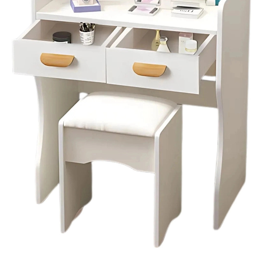 Trade Shop - Postazione Trucco Tavolo Make Up Specchiera Toeletta Con Specchio A Cuore Sgabello Bianco -