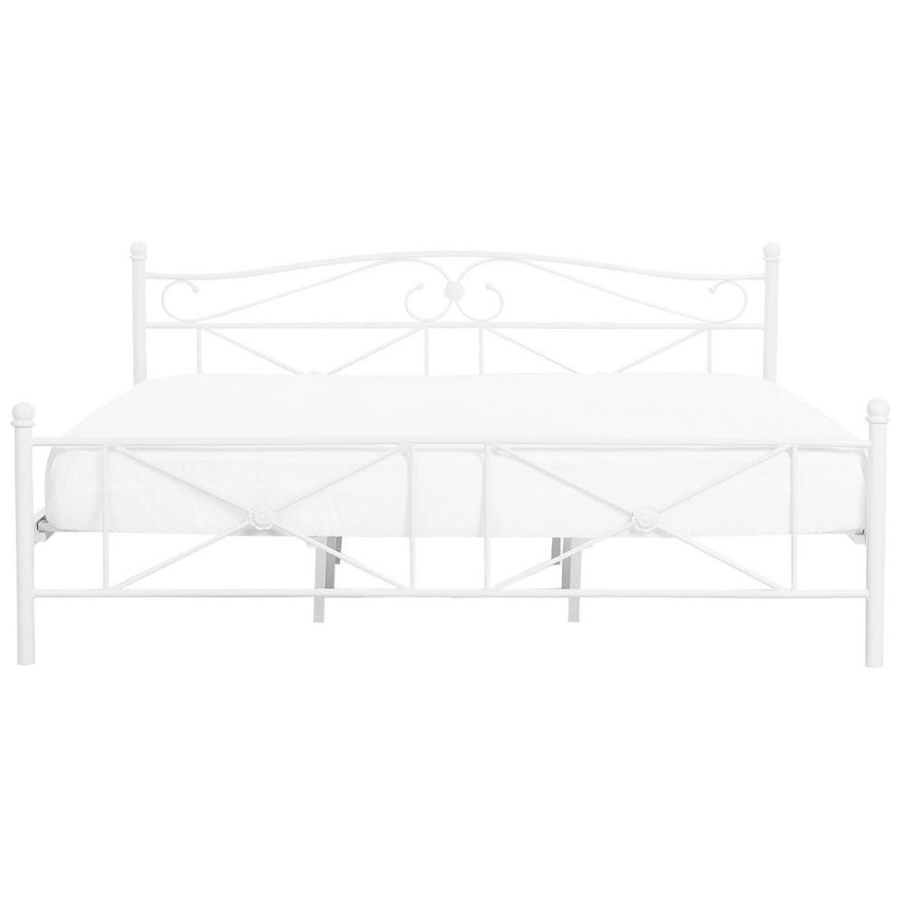 Letto 180 x 200 cm con struttura in metallo bianco Rete a doghe retrò