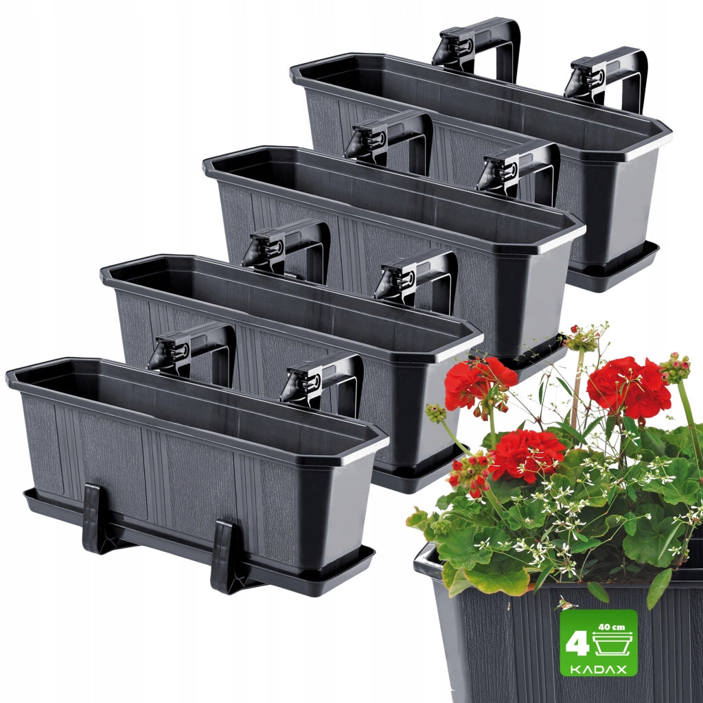 KADAX Supporto per vasi da fiori da balcone, 40 cm, 4 pezzi