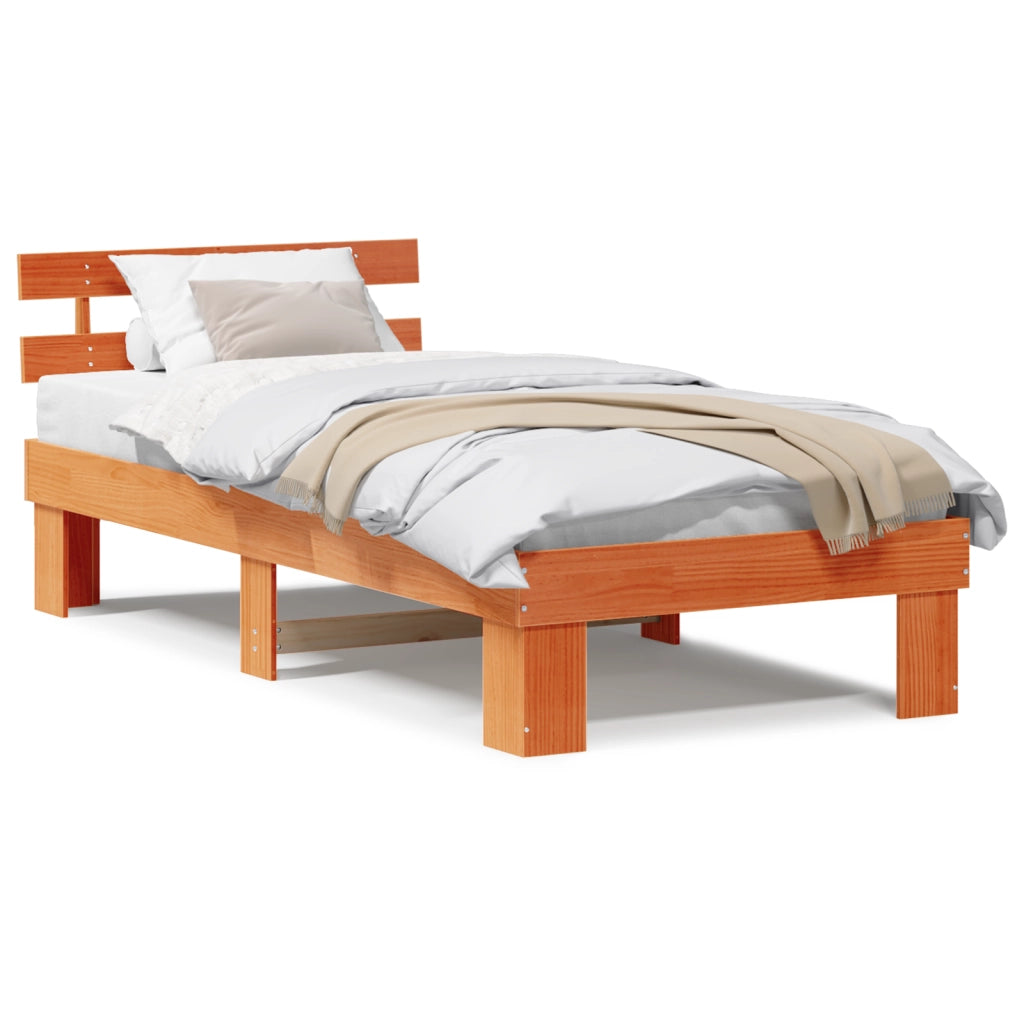 Struttura Letto con testiera Marrone Cerato 90x190 cm Legno massello di pino