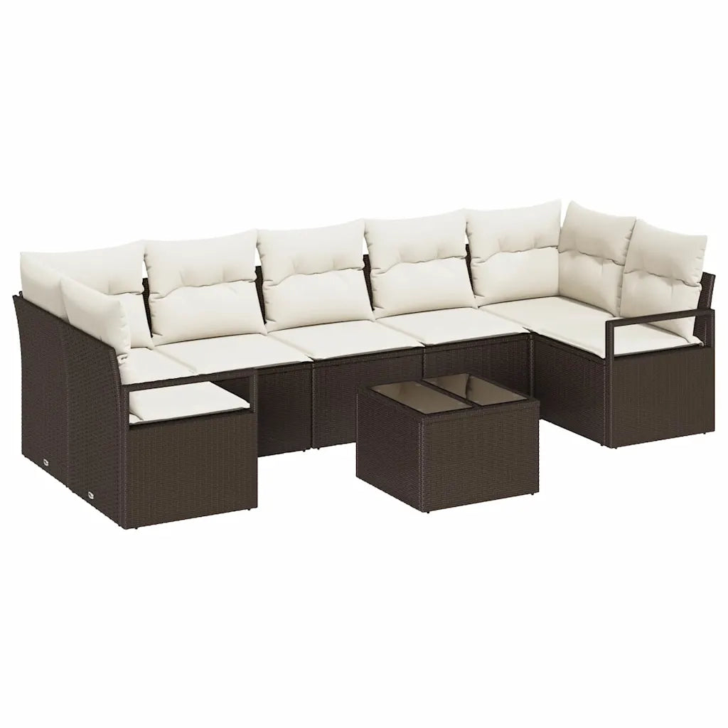 Set di divani 8 pcs Marrone e Crema polyrattan 3346298