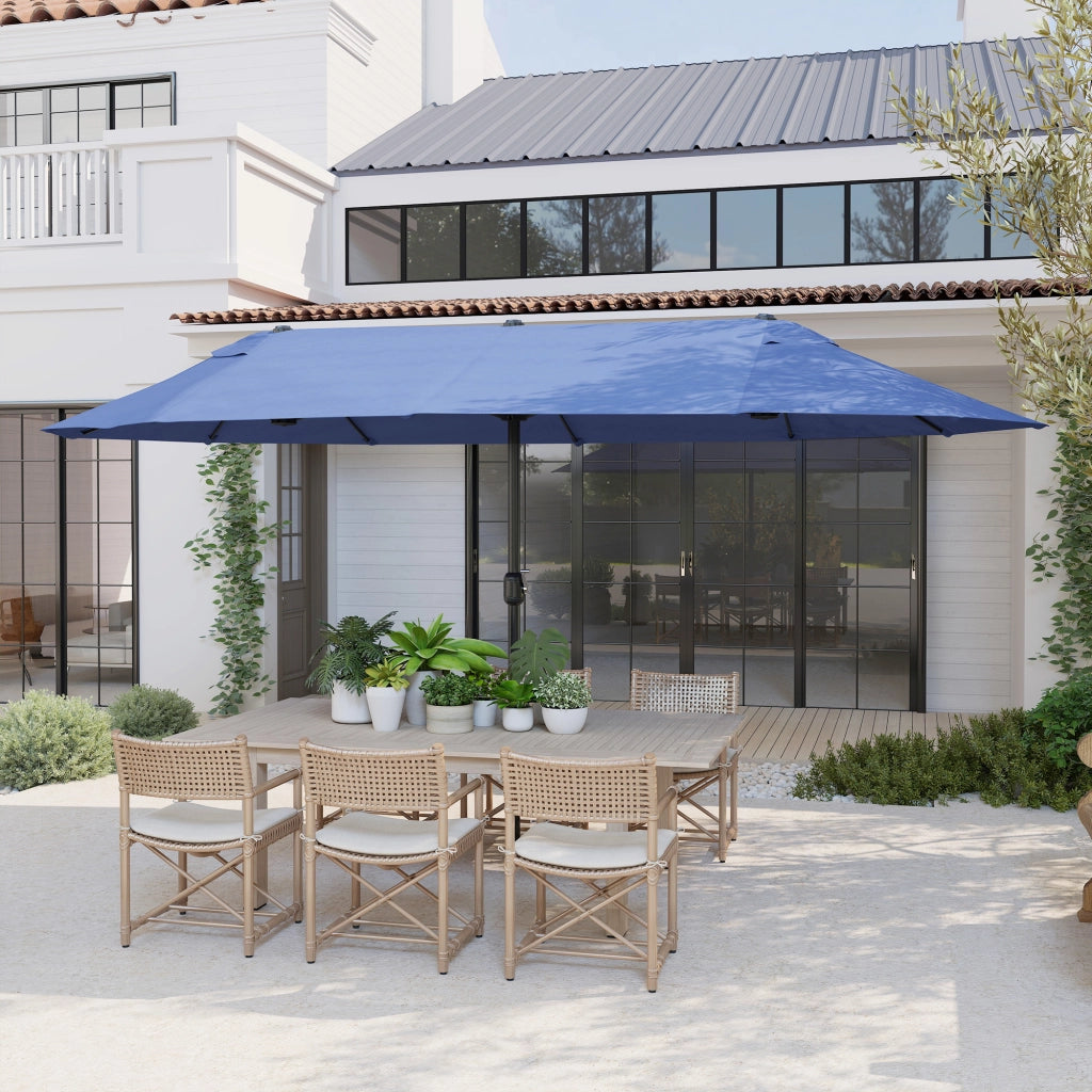 Sonnenschirm da balcone con manovella ¨C zephmum ¨C 455x265 cm, blu