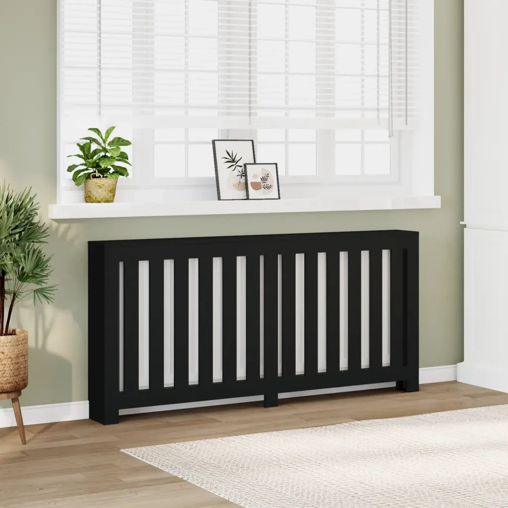vidaXL Copertura Termosifone Nera 175x20x82 cm in Legno Multistrato