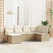 Set di divani con cuscino 6 pcs Beige polyrattan