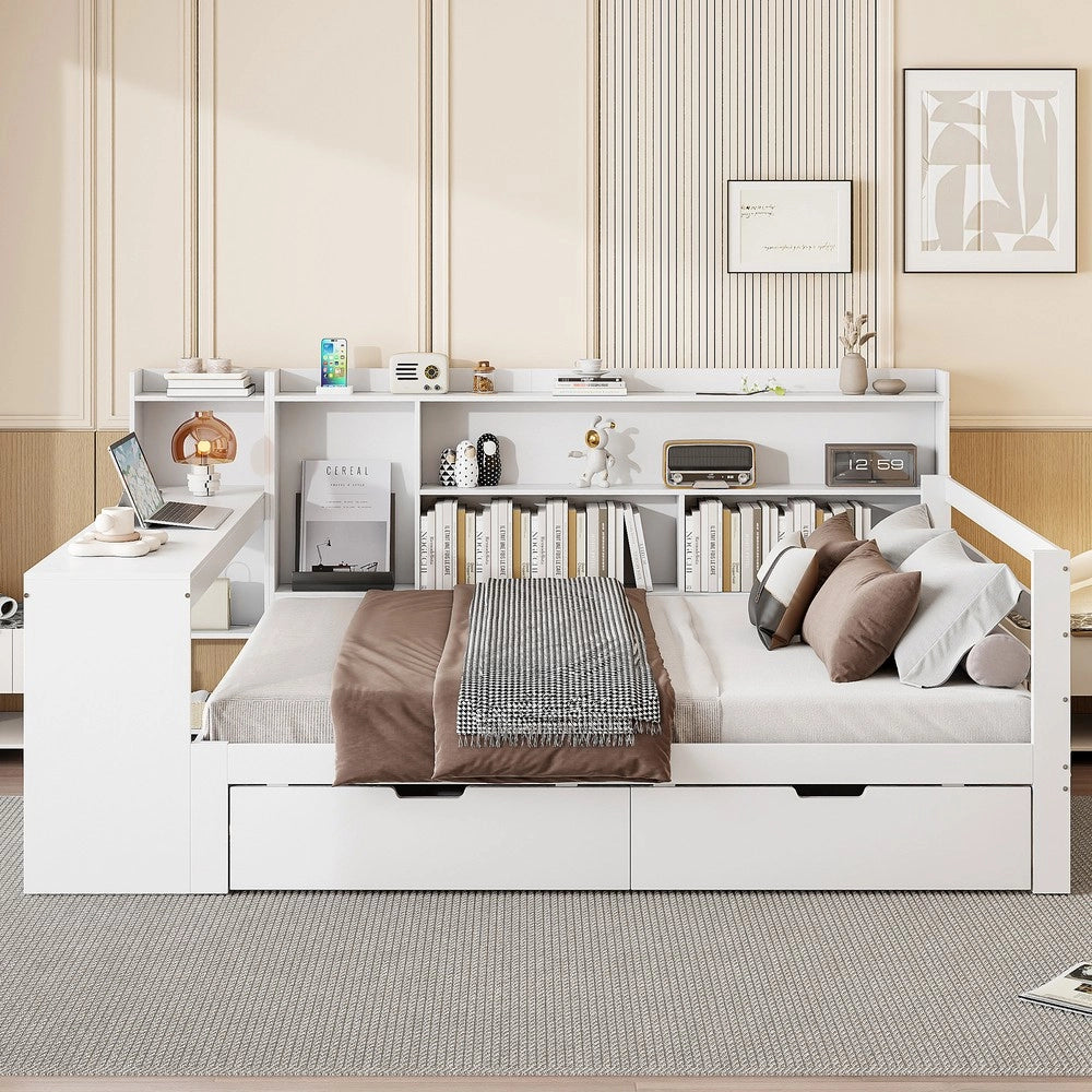 Letto a Soppalco con Scrivania in Legno Massello ¨C MINIMAL ¨C Bianco 140x200