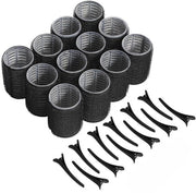 Set di 12 bobine per capelli con adesivo per capelli a forma di spirale per pony, per creare volume e onde al radiale - Nero