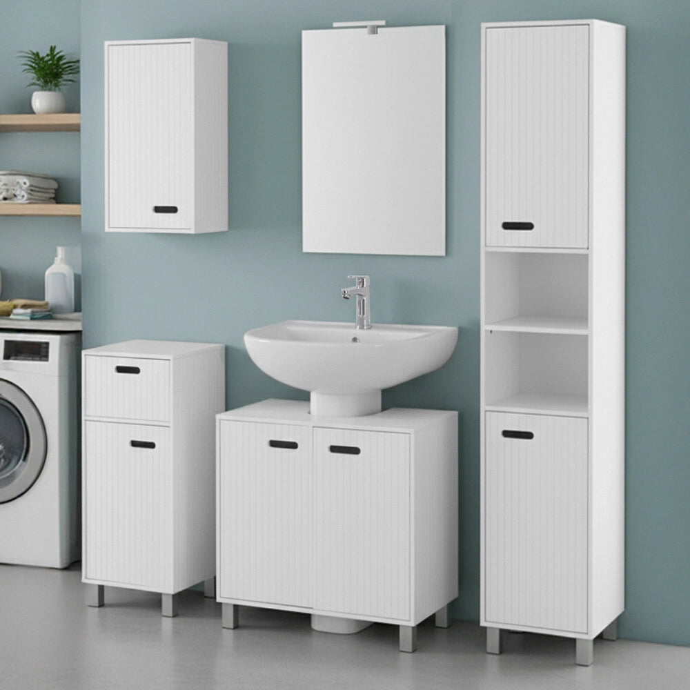 Base singola bagno  32 cm bianco con un anta e un cassetto Fast