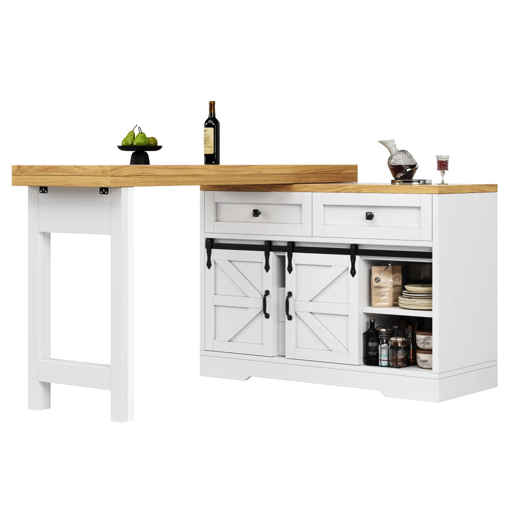 Tavolo da pranzo con armadio laterale; pannelli girevoli a 360°; per cucina; 120-197 × 40 × 72 cm