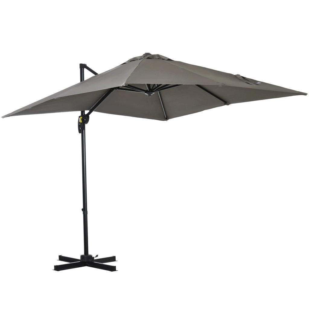 Ombrellone da Giardino 2.5x2.5 m con Rotazione 360° e Parasole Regolabile a Manovella Grigio Chiaro