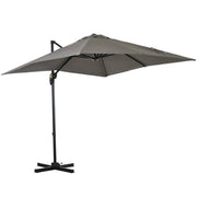 Ombrellone da Giardino 2.5x2.5 m con Rotazione 360° e Parasole Regolabile a Manovella Grigio Chiaro