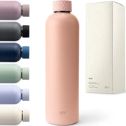 Flessa in acciaio inossidabile per acqua, 1 litro, 500 ml, flessa termica a prova di vetro, idonea per bevande gassate, flessa termica, flessa estetica per acqua, flessa metallica, flessa termica, libera da BPA