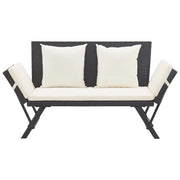 Panchina da Giardino con Cuscini 176 cm Nera in Polyrattan 46230