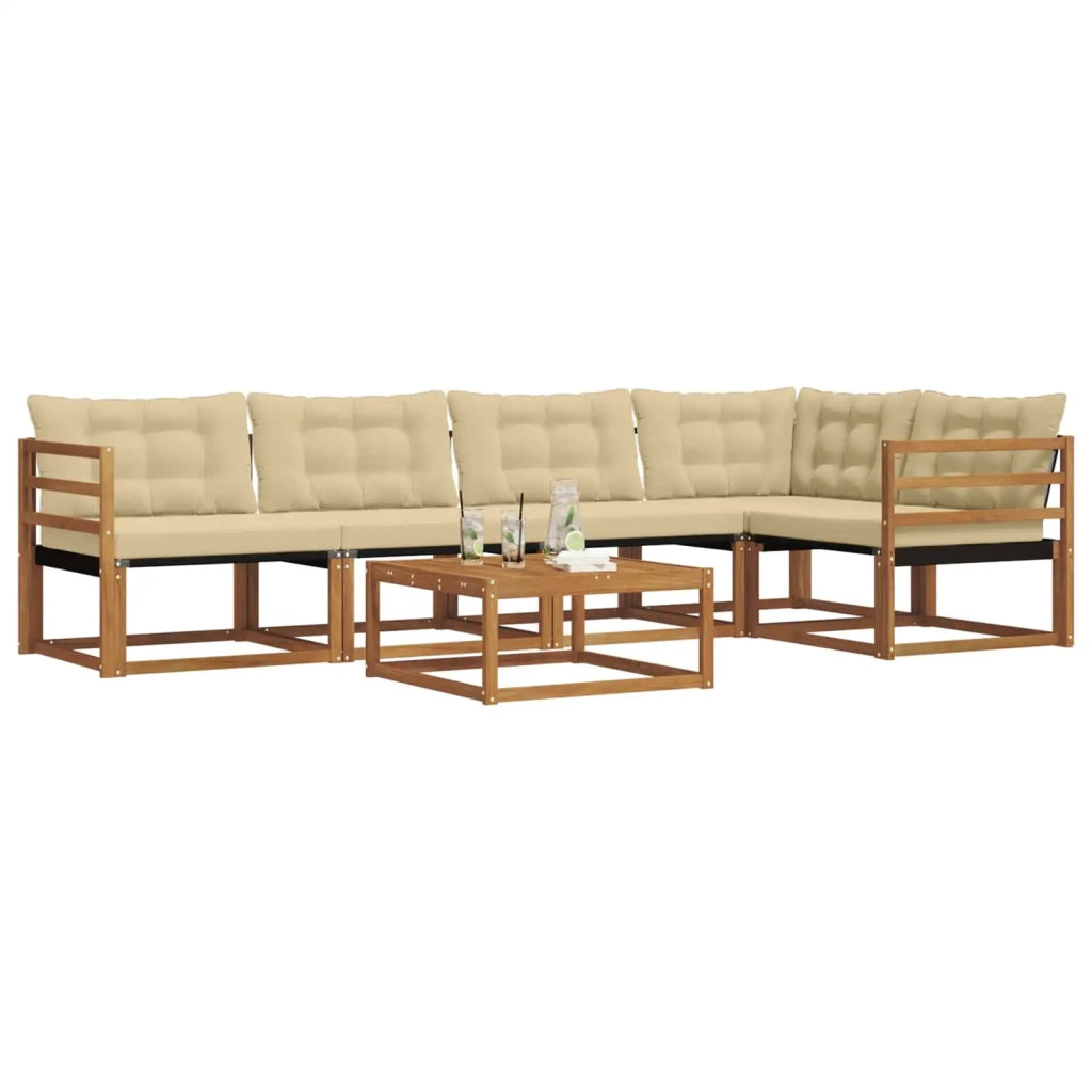 Set di divani da esterno con cuscino 6 pcs Naturale e Beige 3369472