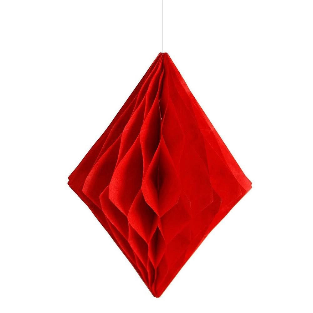 Trade Shop - Set 3 Festoni Rombo Decorativi Rossi Carta Velina Decorazioni Addobbi Feste -
