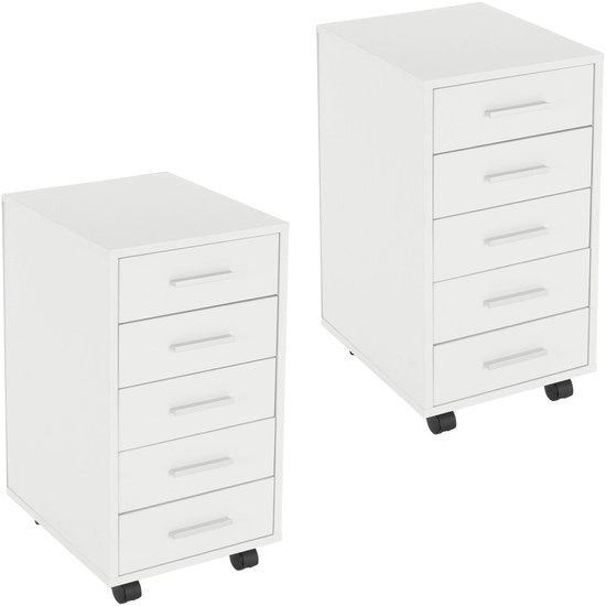 Set di 2 cassetti mobili, cassettiera archiviazione rotante, 33x38x63,5 cm, mobile per ufficio con 5 cassetti, mobile per archiviazione ufficio e home office 

Cassetti: 5
Dimensioni: 33x38x63,5 cm