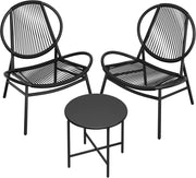 SONGMICS Set di 3 Mobili da Giardino Trattoria, Sedie Acapulco, Sedie da Esterno, Tavolino e 2 Sedie, Set di Mobili per Interni ed Esterni, Portico del Balcone, Nero Inchiostro GGF021B01