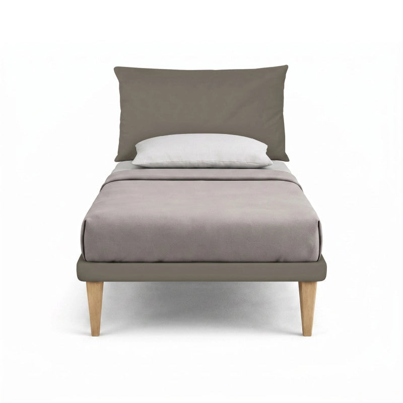 Letto imbottito Singolo 80x190 cm Soft - Similpelle,Cappuccino,Con rete
