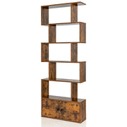 Libreria a forma di S a 5 livelli con ante-Scaffale decorativo in legno per il soggiorno l'ufficio Caff¨¨