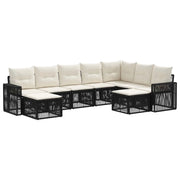 Set Divano da Giardino 9 pcs Nero e Bianco Crema polyrattan 3435310