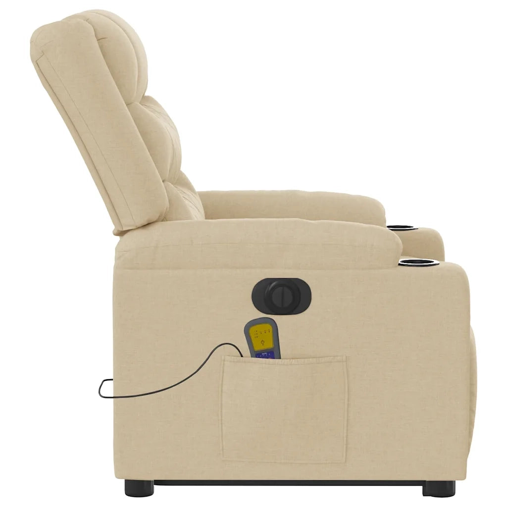Poltrona Alzapersona Massaggiante Elettrica Crema in Tessuto 3310287