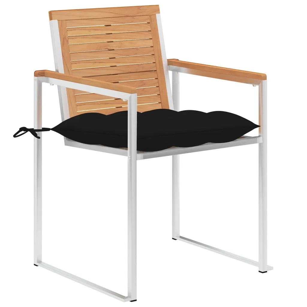 Sedie da Giardino con Cuscini 4 pz in Legno Massello di Teak