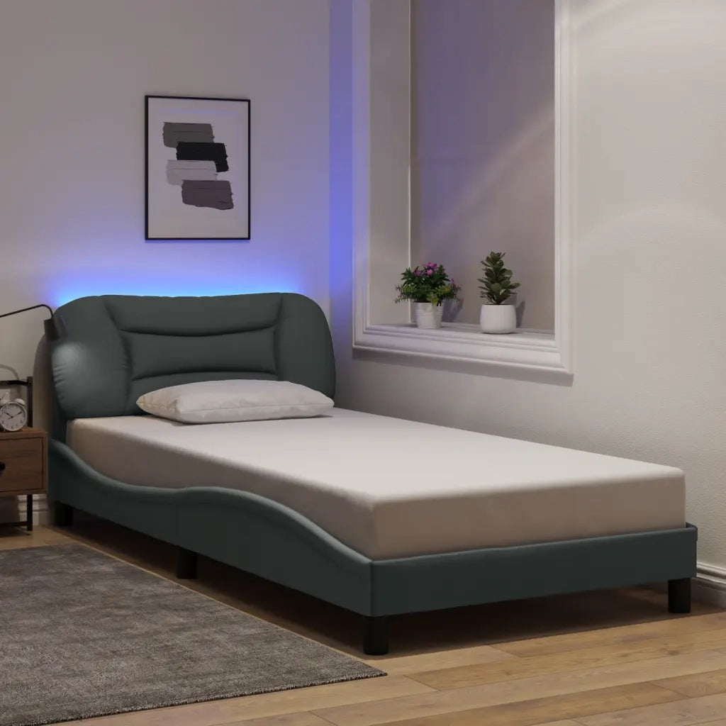Giroletto con LED senza Materasso Grigio Chiaro 100x200 cm