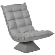Poltrona da Pavimento, Poltrona Relax, Poltrona Lounge, Inclinazione Schienale Regolabile, Girevole 360°, Grigio