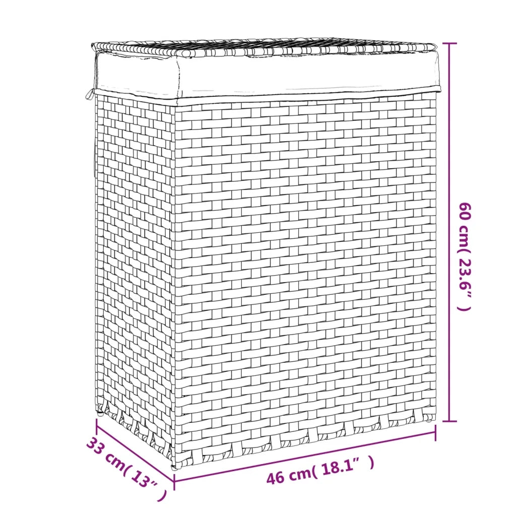 Cesto Portabiancheria Coperchio Bianco 46x33x60 cm Polyrattan CFW8762169