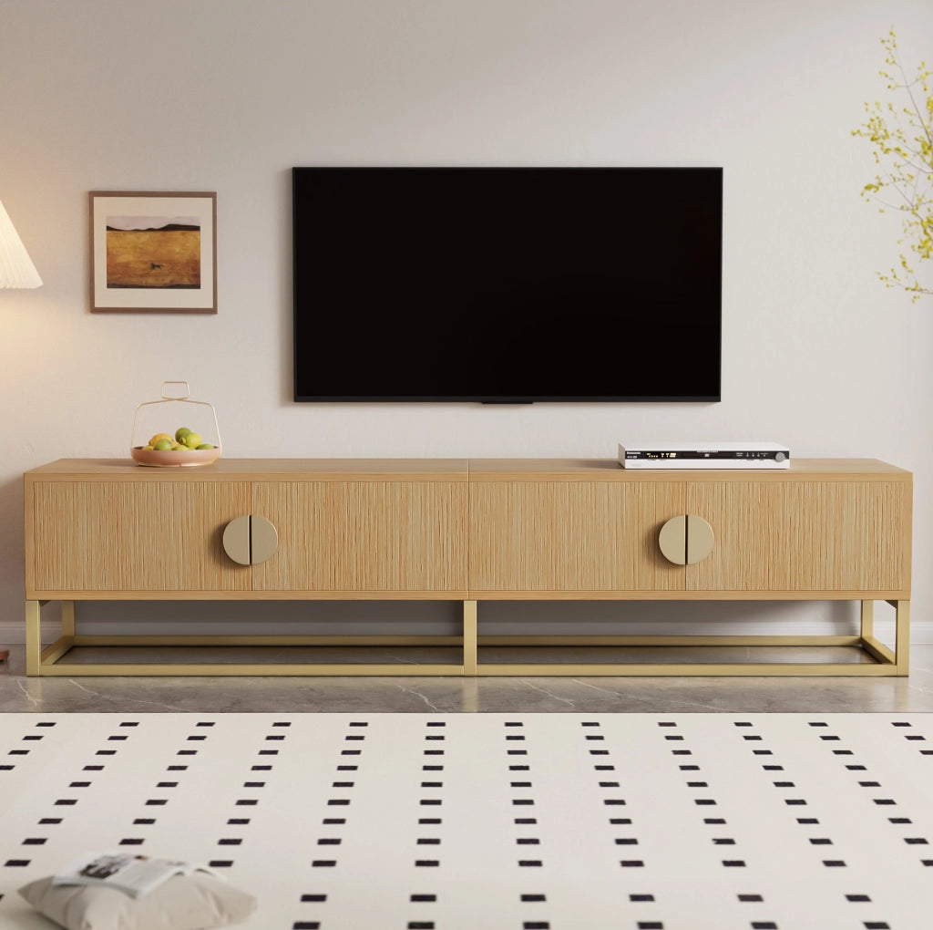 Mobile TV 180 cm color legno con 4 ante e maniglie semicircolari