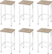 Set di 6 Sgabelli da Bar Industriali con Poggiapiedi, Sgabelli da Cucina senza Schienale, Sedie Alte per Penisola Cucina, Sedile in Truciolato e Telaio, 33x33x65cm, rovere chiaro, 1059BY-6