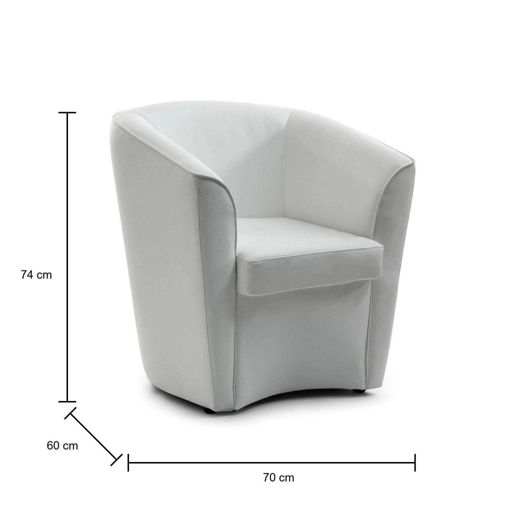 Poltrona Artello, Poltrona da salotto, 100% Made in Italy, Poltroncina relax in ecopelle, cm 70x60h74, Bianco