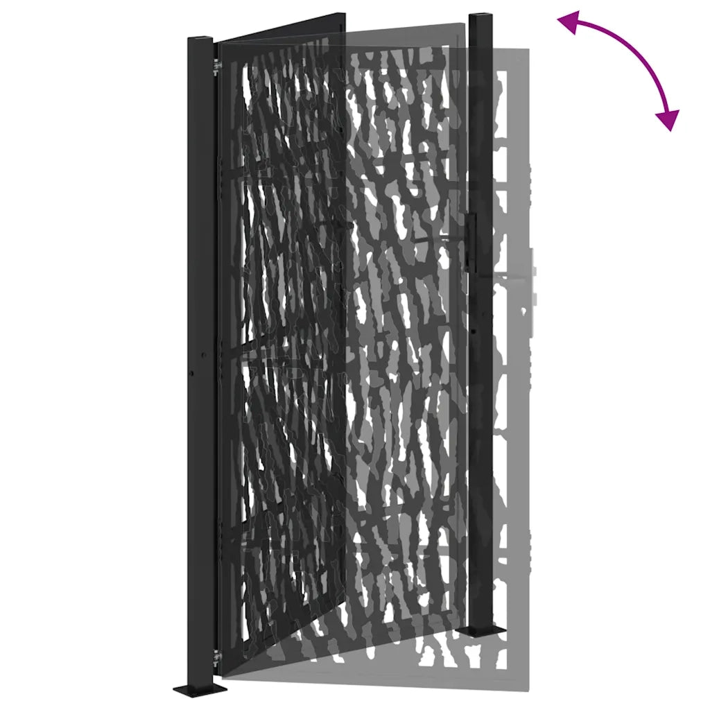 Cancello Giardino Nero 105x180 cm in Acciaio Design a Traccia