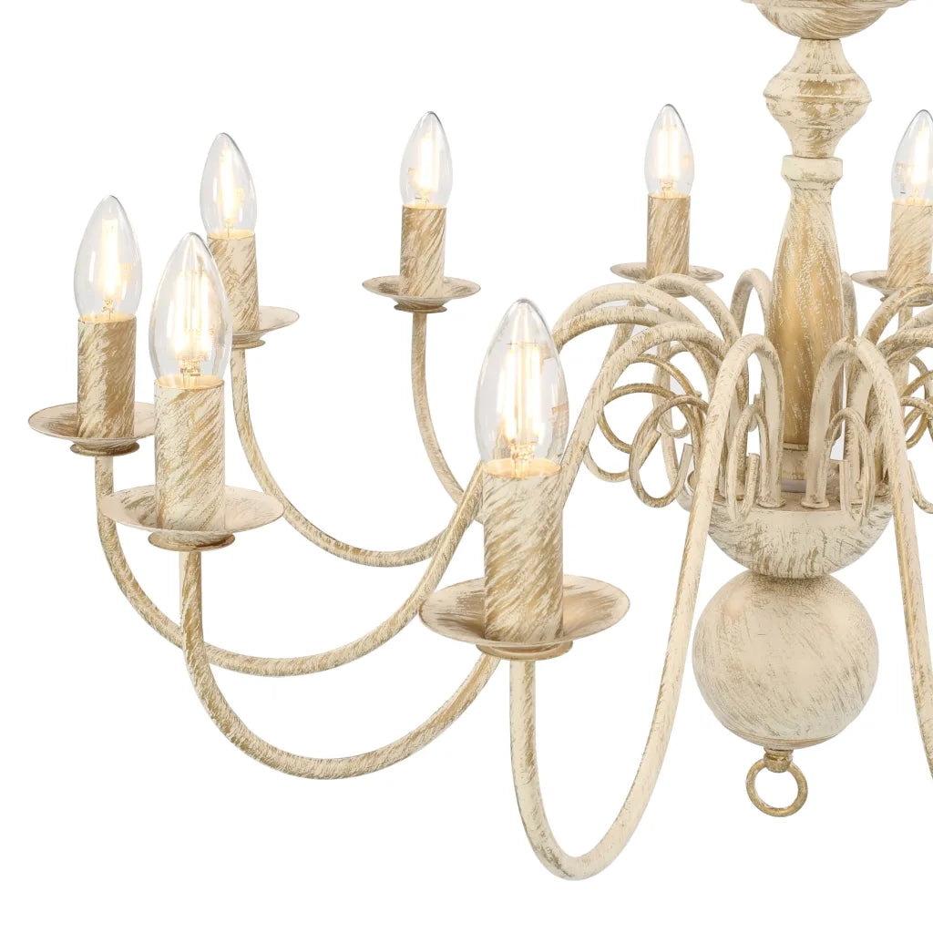 Candelabro Stile Anticato Bianco 12 Lampadine E14 CFW6586619