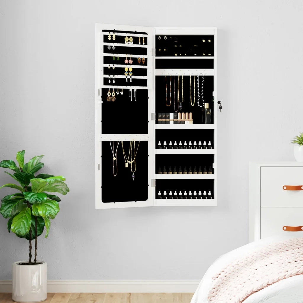 Armadio Portagioie a Specchio con Luci LED a Parete Bianco CFW6929774