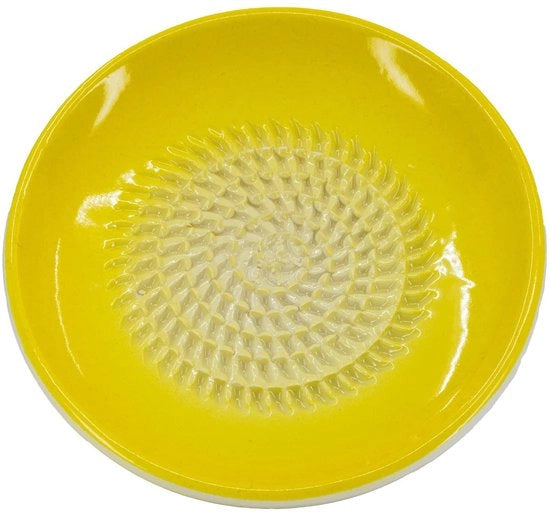 Raspatore Ceramico a Spigoli/Effen Raspatore Ceramico - Ideale per Gamberi, Parmigiano, ecc. - Giallo - Diametro: 12 cm - Manufatto Artigianale e Decorato a Mano - Fatto in Spagna