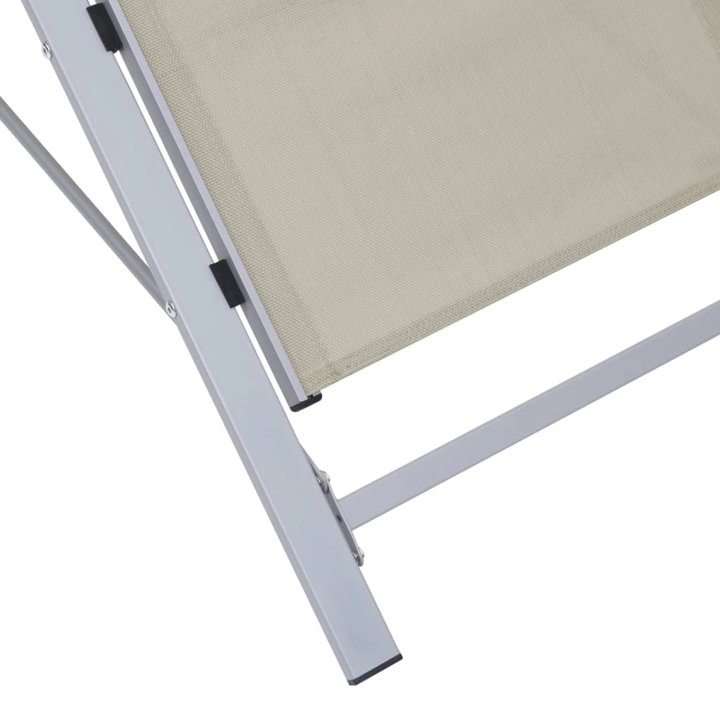 Lettino prendisole sdraio lettino da giardino mobili da esterno per patio textilene e alluminio crema 02_0012931
