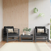 Sedia da patio-Sedie da Giardino con Cuscini 2pz Legno Massello di Pino Grigio 198345